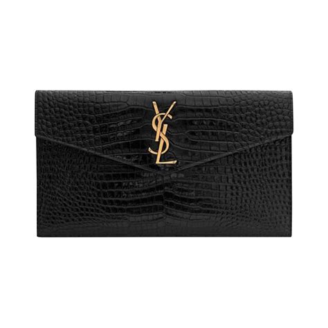 ysl uptown crocodile clutch|st laurent crocodile leather pouch.